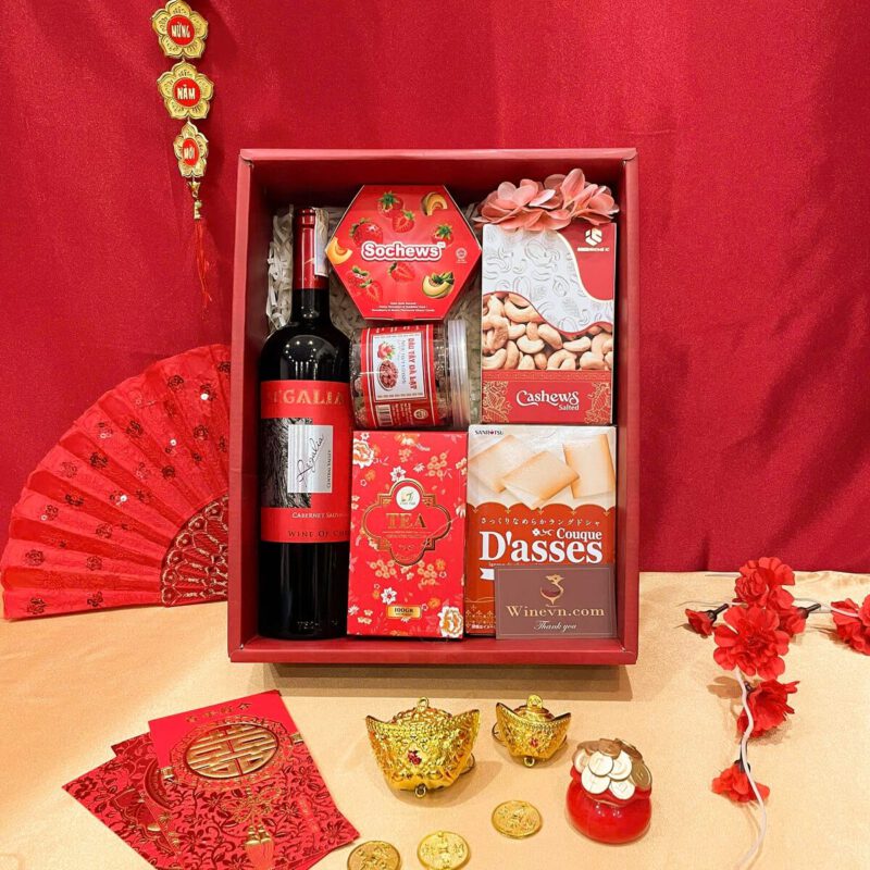 giỏ quà tết tone đỏ