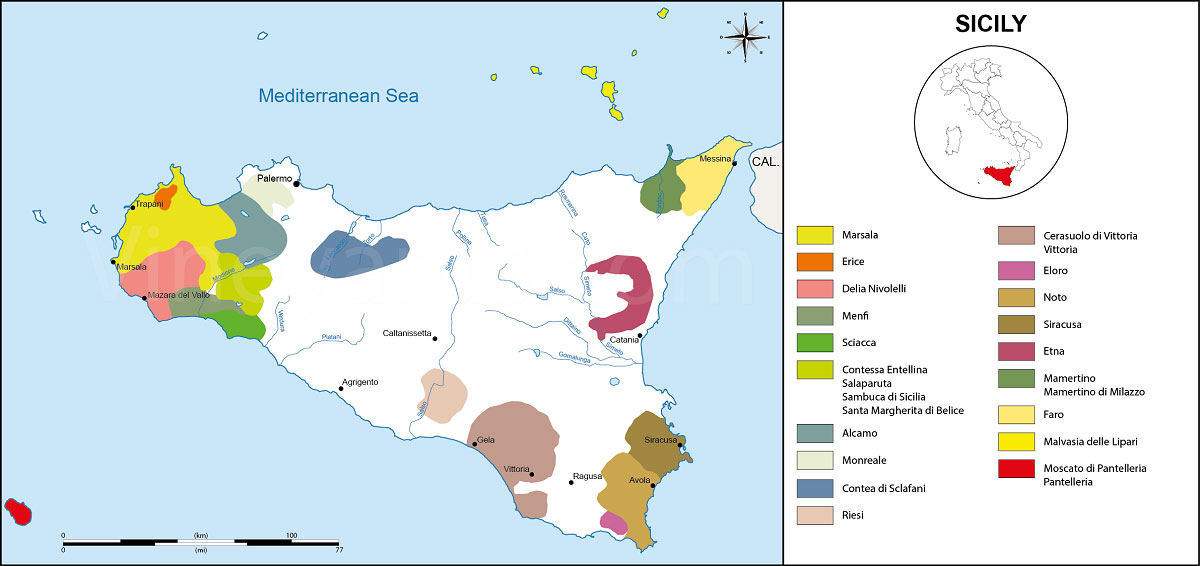 Vùng rượu vang Sicily của Ý