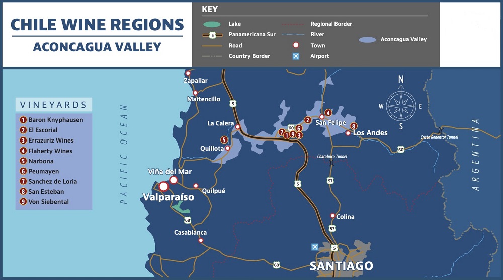 Bản đồ rượu vang vùng Aconcagua Valley