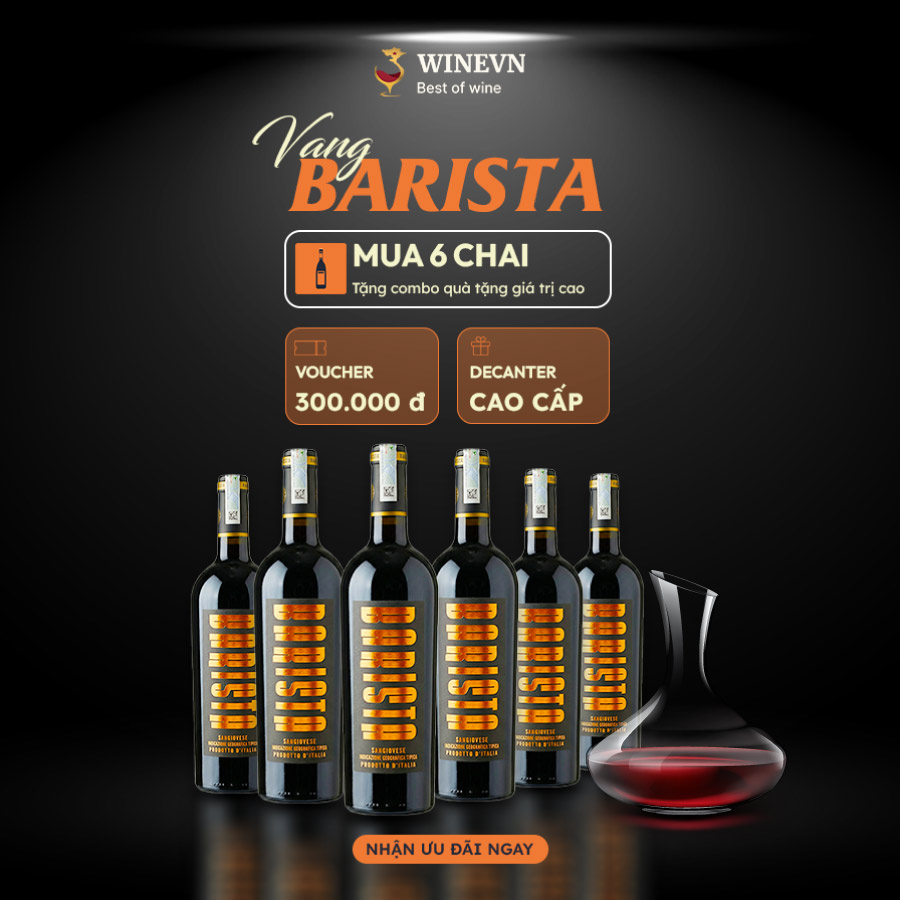 Combo 6 chai rượu vang Barista tặng voucher 300k