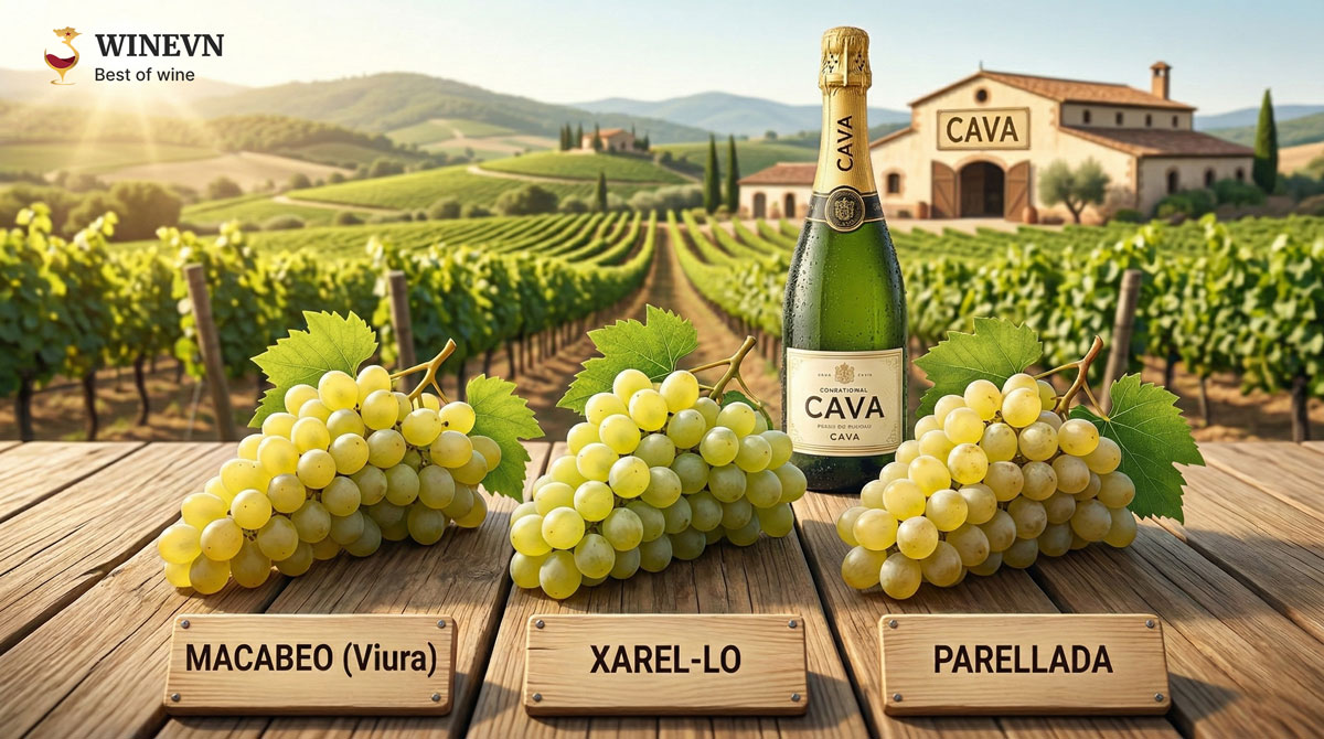 3 giống nho làm vang nổ Cava