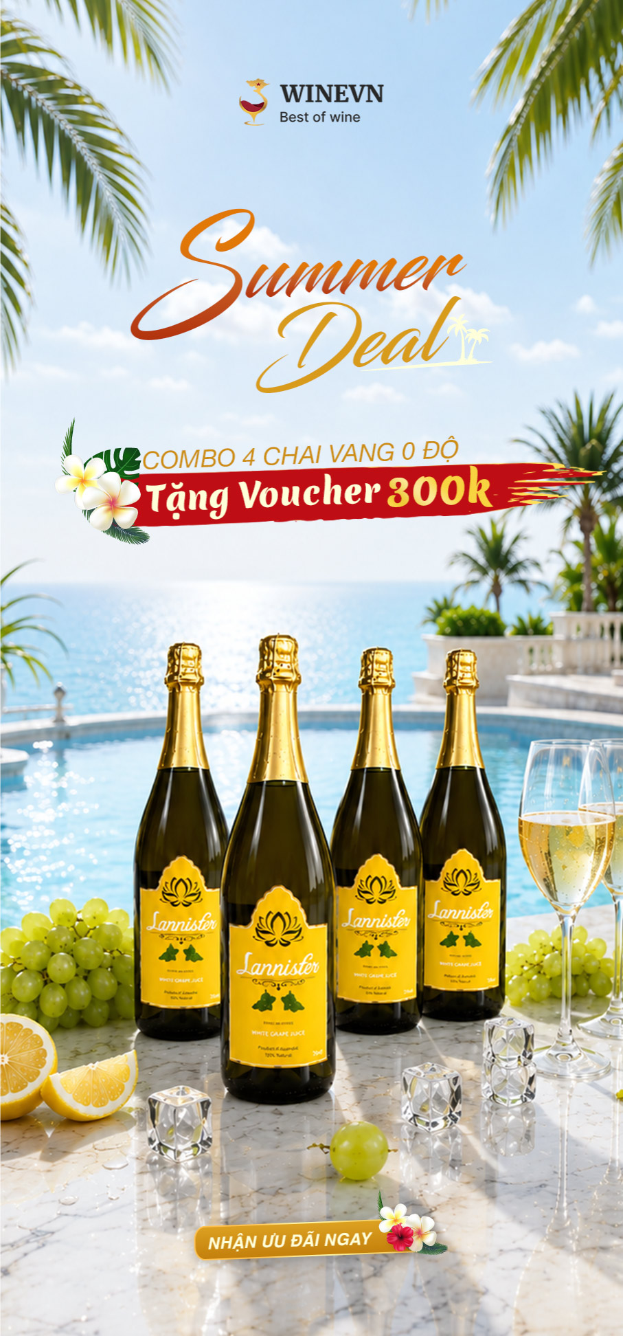 Banner summer deal rượu vang 0 độ