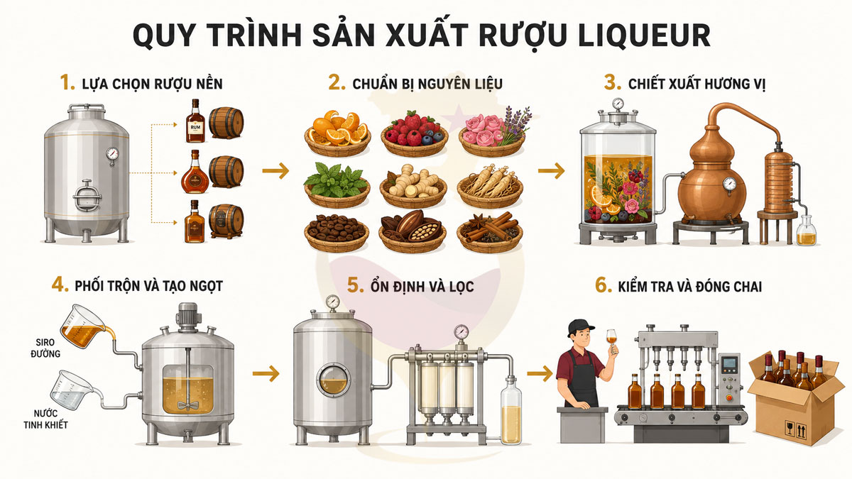 Quy trình sản xuất rượu Liqueur