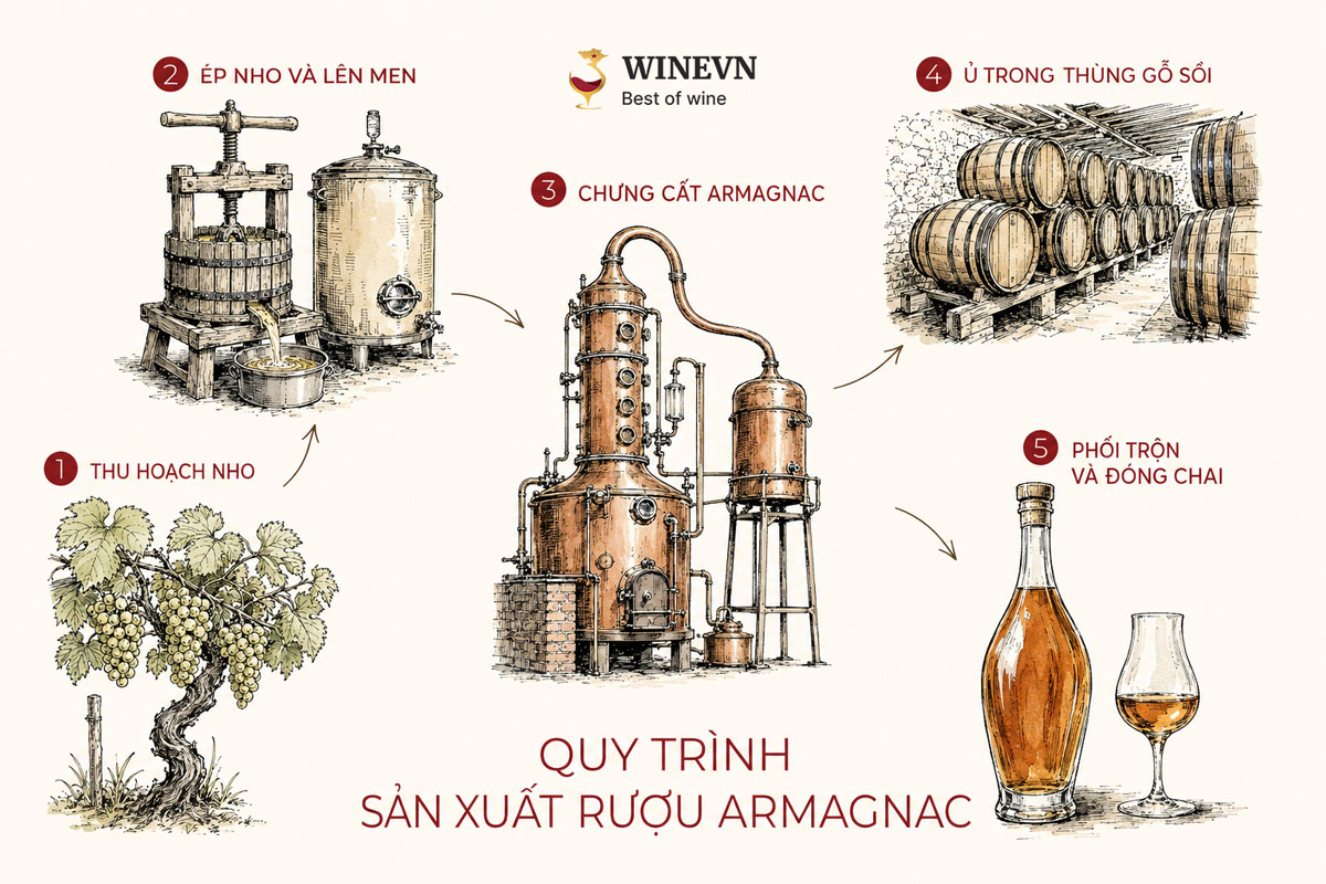 Quy trình sản xuất rượu Armagnac