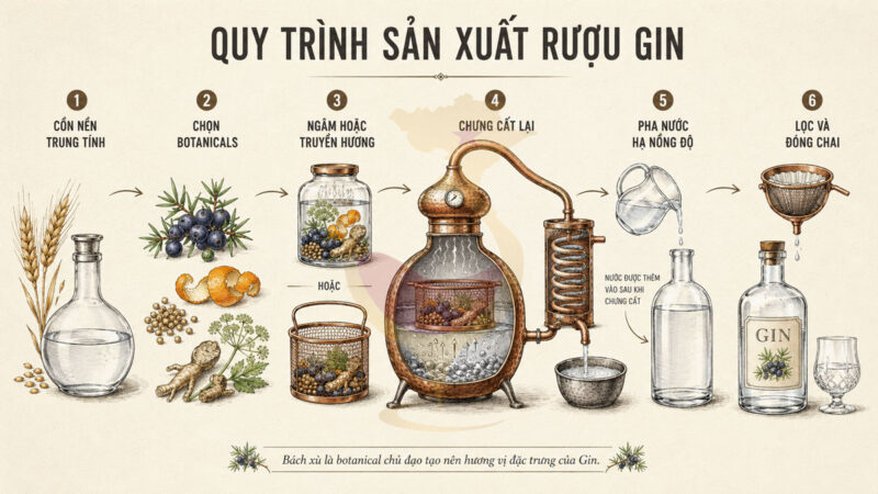 Quy trình sản xuất rượu Gin
