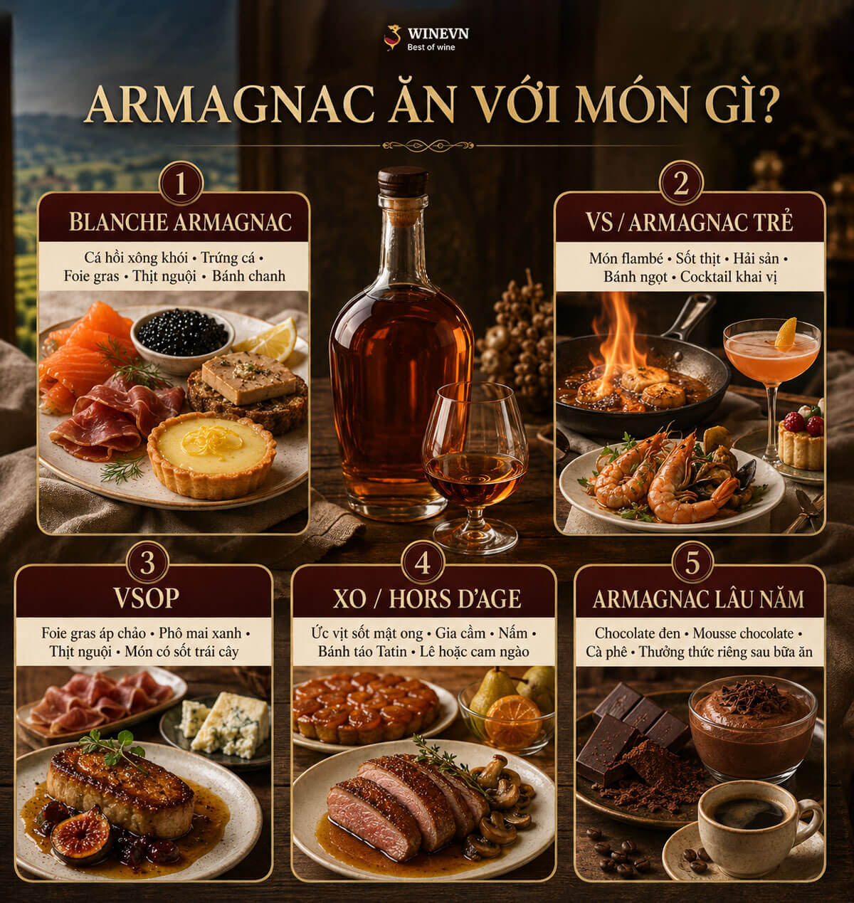 Rượu Armagnac ăn với món gì