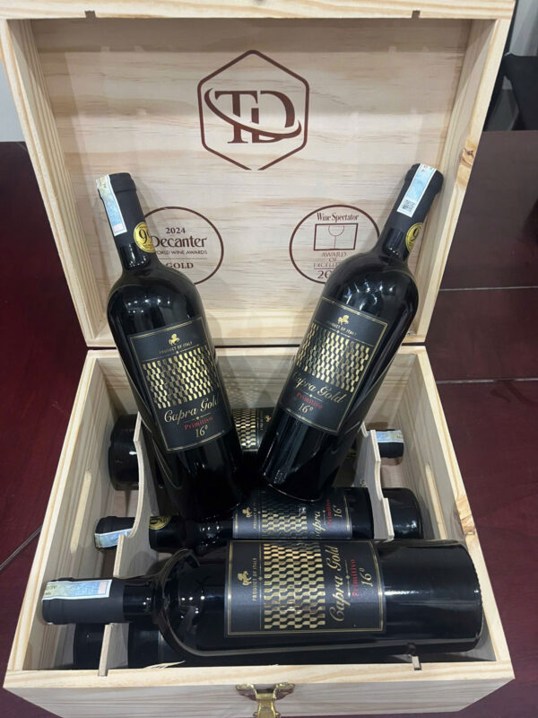 Thùng rượu Vang Capra Gold Primitivo 16 độ