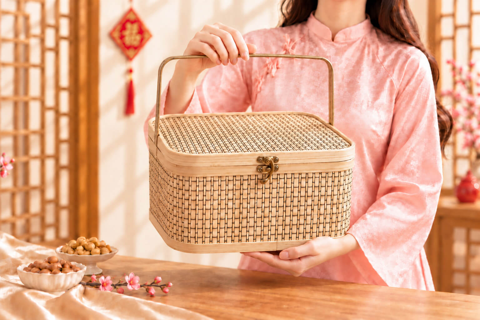 Giỏ quà Tết mây đan